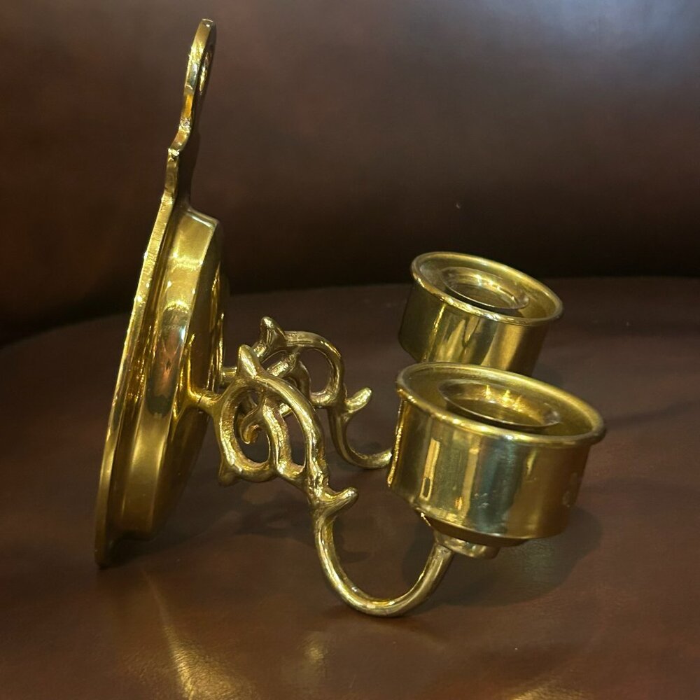 NWT Vintage Ethan Allen Solid Brass Candle Wall Scones Set of 2 - Picture 9 of 9